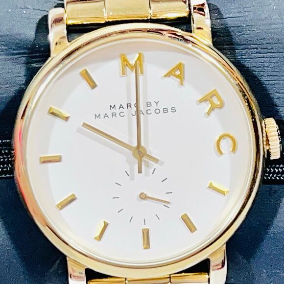 Marc by Marc Jacobs Baker Watch 36mm Women Gold Tone Case #MBM3243 Working main image 4